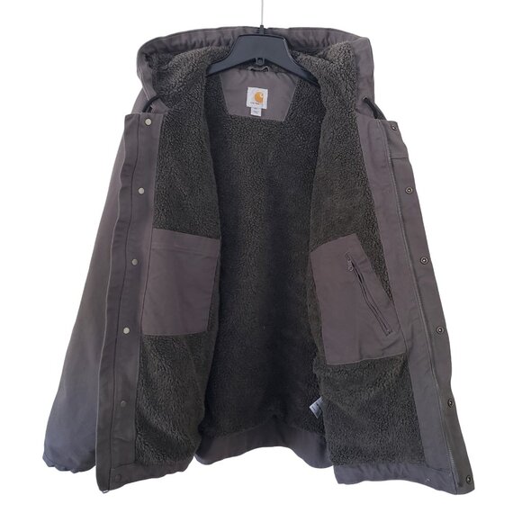 Carhartt Bartlett jacket, gray 2XL with hood & sherpa lining, like new condition - Picture 6 of 13
